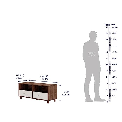 Image of Wakefit TV Unit | 1 Year Warranty | TV Stand Table, TV Unit for Living Room, TV Cabinet, Cabinet Engineered Wood with 2 Drawers & 2 Shelves (Allie, Columbian Walnut & Pumic Grey)