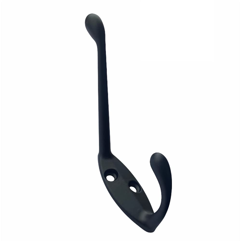 Dzina Matt Black Heavy Duty Coat Jacket Hat Clothes Bath Hook Dual Prong (Pack of 4)