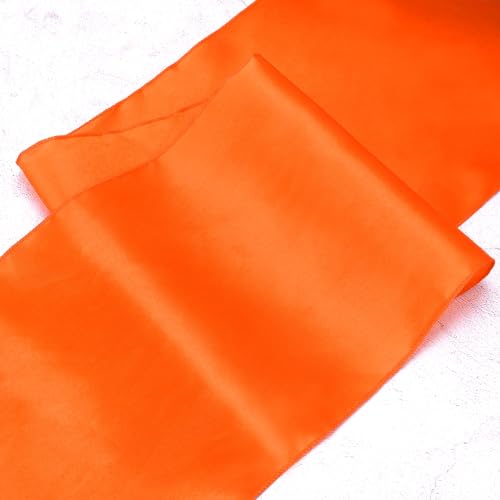 Chemin de table orange satin de soie 30x274cm deco anniversaire - 7