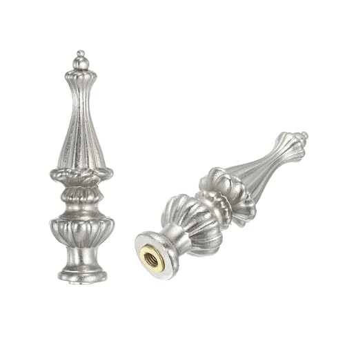 Image of PATIKIL 2pcs 1 /4-27 Lamp Finial Cap Knob, Brushed Lamp Shade Top Harp Top, Silver Tone