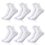 Zuimei 6 Pairs Girls White School Socks Kids Smooth Seamless Socks Childrens Cotton White Frilly Socks Breathable Crew Socks 7-11 Years