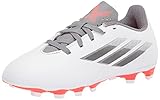 adidas X Speedflow.4 Flexible Ground Soccer Shoe, White/Iron Metallic/Solar Red, 11 US Unisex Little Kid