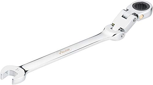 Vigor Ratschen-Ring-Maulschlüssel (Doppelgelenk, feinverzahnte Ratschenmechanik an der Ringseite) V6752-9, Silber 1 Vigor Ratschen-Ring-Maulschlüssel (Doppelgelenk, feinverzahnte Ratschenmechanik an der Ringseite) V6752-9, Silber