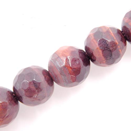 Malahill Faceted Gemstone Beads for Jewelry Making, Sold per Bag 5 Strands Inside (red Tiger Eyes Stone, 8mm)