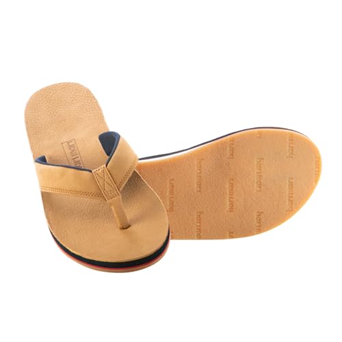 Hari Mari- Pier- Men's Classic Pebbled Nubuck Leather Flip Flop with a Zigzag Deco Strap- No Break Ins, Firm Arch Support, and Cupped Heel4