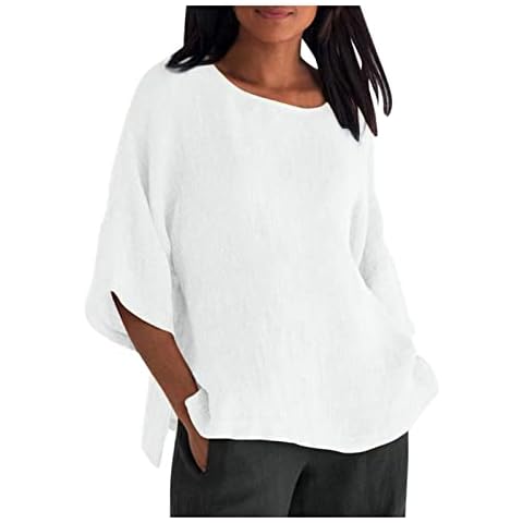 Keepink Women's Summer Cotton Linen Tunic Top Cover