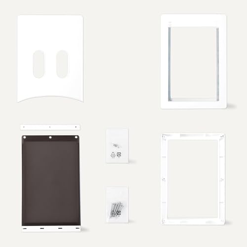 Amazon Basics Verstellbare Hunde- und Katzentür aus Kunststoff, Mittelgroß, 26,7cm x 38,1cm x 9,9cm, Weiß und Grau
