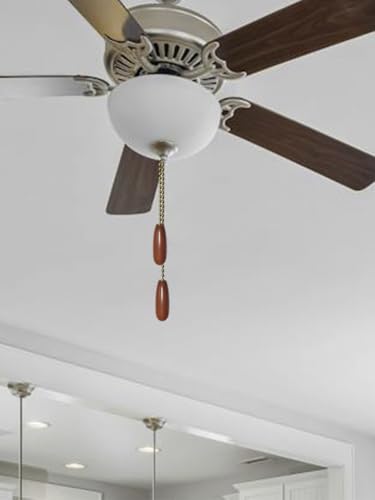 Image of 2 Pack Ceiling Fan Pull Chain Extender, 12 Inches Wooden Decorative Pendant Extension Chains, Beaded Ball Fan Cord Extender Ornament (Walnut)