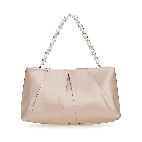 CHARMING TAILOR Evening Bag Women Wedding Party Handbag Small Dressy Formal Purse Pleated Satin Clutch (Champagne) Cover