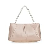 CHARMING TAILOR Evening Bag Women Wedding Party Handbag Small Dressy Formal Purse Pleated Satin Clutch (Champagne)