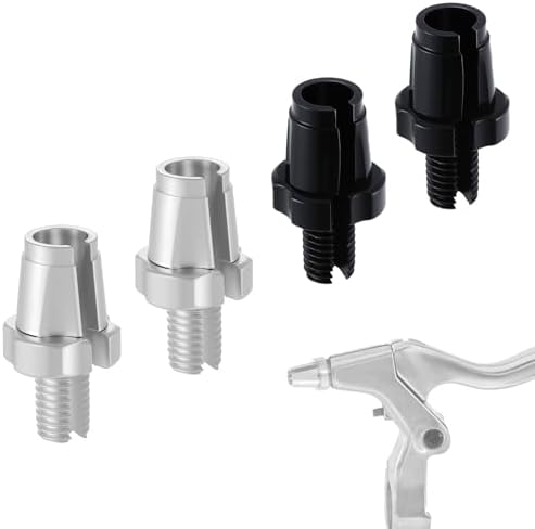 4 Pcs M7 Bike Brake Lever Adjuster Screws Bike Brake Cable Adjusting Screws 7mm Aluminum Alloy Brake-Lever Screw for Bicycles Mountain Bikes Road Bikes (Silver & Black)