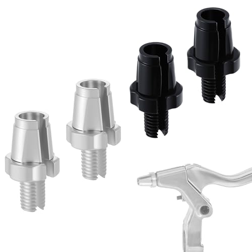4 Pcs M7 Bike Brake Lever Adjuster Screws Bike Brake Cable Adjusting Screws 7mm Aluminum Alloy Brake-Lever Screw for Bicycles Mountain Bikes Road Bikes (Silver & Black)