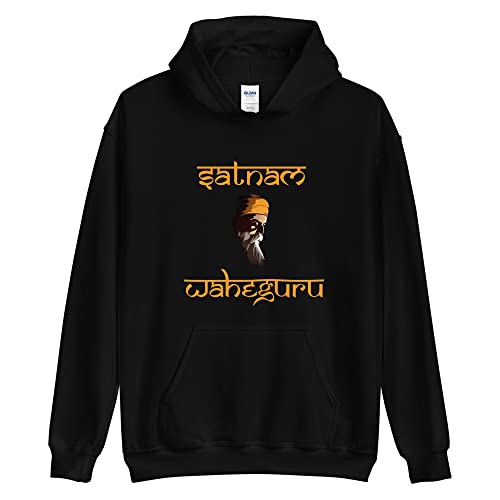 Hoodie Satnam Waheguru Guru Nanak Dev Ji en sanskrit haut de gamme pour adulte