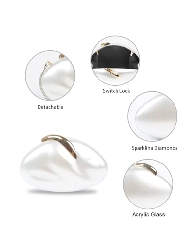Image of Acrylic Silver Evening Clutch Purse for Women, Wedding Guest Clutch Metal Chain Shoulder Crossbody Bag