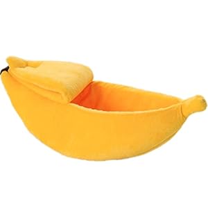Loazyanc Süße Banana Katze Bett Haustier Bett Haus Kätzchen Bett Weich schöner Welpen Haus Katzen Kätzchen Bett, gelb 55 cm