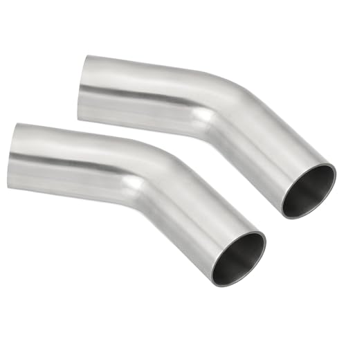 PATIKIL 45 Degree Bend Elbow, 1 1/4inch OD Sanitary Exhaust Pipe Elbow Intercooler Pipe Mandrel Elbow Connector Tube for Welding Brewery Equipment HVAC Stair Handrail, 2Pcs