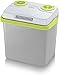 SEVERIN Elektrische Kühlbox (19 L) mit Kühl- und Warmhaltefunktion, Auto Kühlbox mit 2 Anschlüssen (Netzteil & Zigarettenanzünder), Kühlbox grau/grün, KB 2924