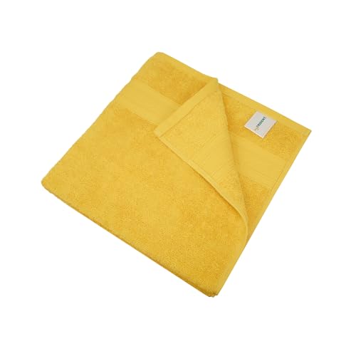 Trident Soft Comfort Air Rich 100% Cotton Towels for Bath, 500 GSM Large Size Bathroom Towels for Men/Women, 2 Pc Bath Towel Set (69cm x 137cm), Mustard Yellow