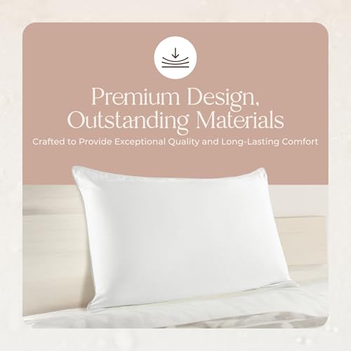 Image of Organic Cotton Pillow Protector Standard Size - 100% Cotton GOTS Certified Pillow Case Protector with Zipper - Hypoallergenic Machine Washable Edge Piping & Breathable Cover - 2 Pack (White, Standard)