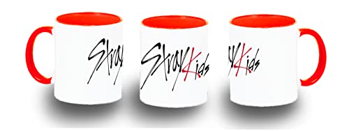 MERCHANDMANIA TAZA ROJA stray kids logo cantantes kpop color mug.