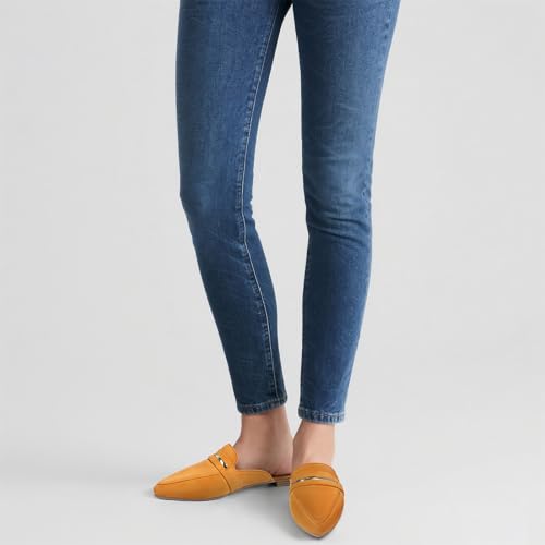 Image of MUSSHOE Mules for Women - Suede Slip On Backless Loafers with Cushioned Insole and Non-Slip Sole, Pointed Toe Flats for Office Work Business Casual