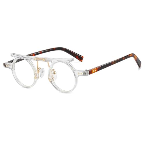 Lunettes de soleil rondes punk pour homme et femme gris clair verres océan