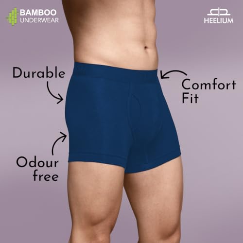 HEELIUM Bamboo Trunks for Men with Keyhole Fly | 3X Softer Than Cotton for All-Day Freshness | Soft & Durable Waistband | Easy Access Underwear for Ultimate Comfort