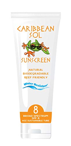 Caribbean Sol 100% Sol Chemical Free Natural Guard SPF 8-4. oz Sun Block Sunscreen Organic Aloe Reef Marine Safe1080
