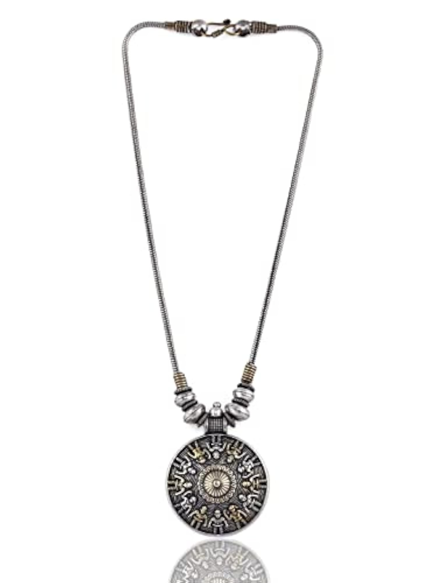 Dual Tone German Silver Tibetan Pendant Necklace for Women