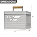 Calindiana Modern Farmhouse Metal Laundry Pods Holder Container with Lid for Laundry Room Decor and Accessories and Space Saving Laundry Room Organization and Storage, Holds 81 Laundry Pods, Grey
