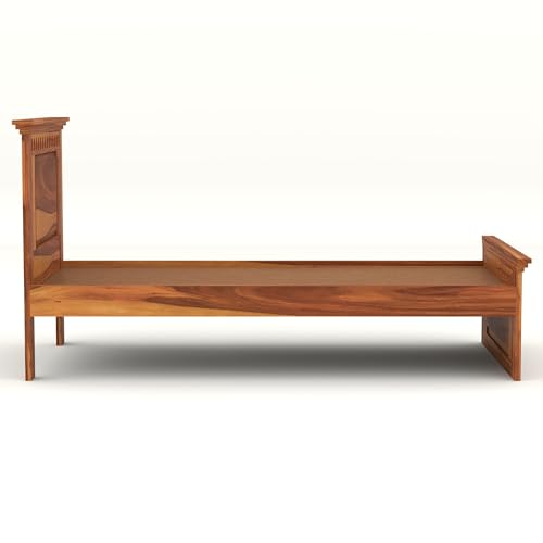 Image of Solid Sheesham Wooden Bed 6X4 Bed Single Bed Without Storage for Bedroom - Single Cot Wooden BedSingle Size for Living Room Guest Room - 12 Month Warranty (Liam Honey)