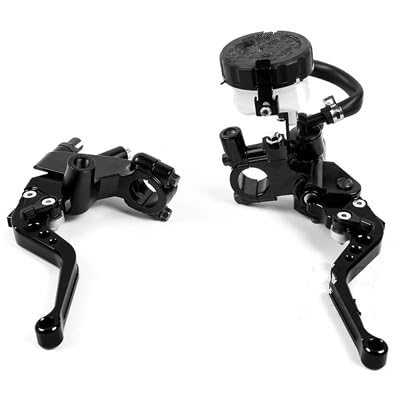 �o�C�N �u���[�L���o Universal 7/8" 22mm Motorcycle Clutch Brake Master Cylinder Reservoir Levers Kit Fluid Reservoir Set �o�C�N �N���b�`���o(Black