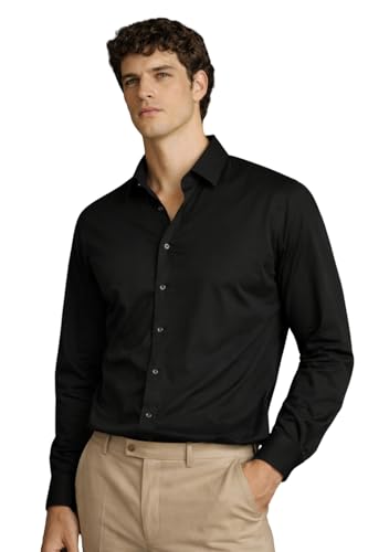Image of Louis Philippe Men's Slim Fit Bamboo Blend Sustainable Stretch Young Formal Shirt