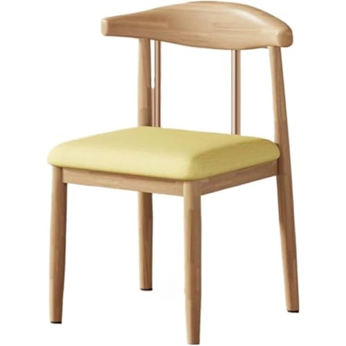 Momgla おしゃれ ダイニング椅子 ダイニングチェア 木製 PU 北欧 椅子 1脚 背もたれ付き 座面 キッチンチェア いす 疲れない 軽量 クッション付き キッチン/リビング兼用 木製 背もたれあり (イエロー,天然木)