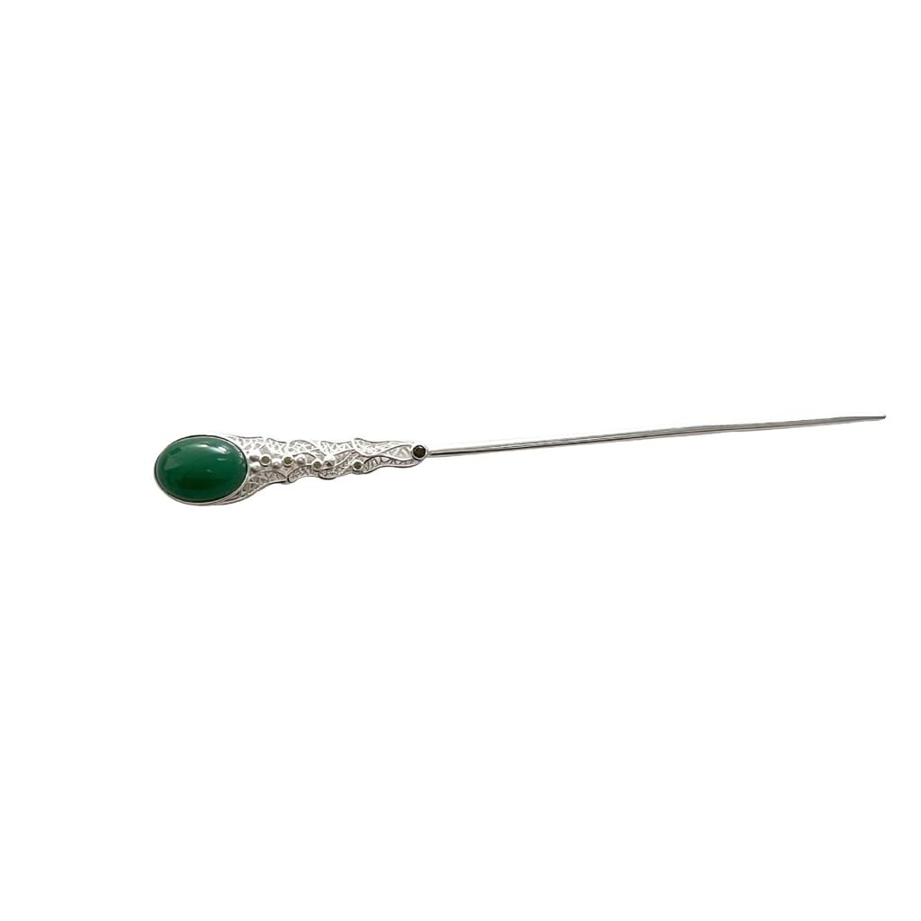 HBJWOV S925 Silver Green Glass Classic Hairpin