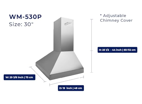 Image of Hauslane Wall Mount Range Hood 30 inch Convertible Black Hood PRO 450-860 CFM