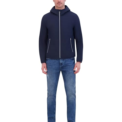 Kenneth Cole Men's Hooded Soft Shell with Coil Zip Detail