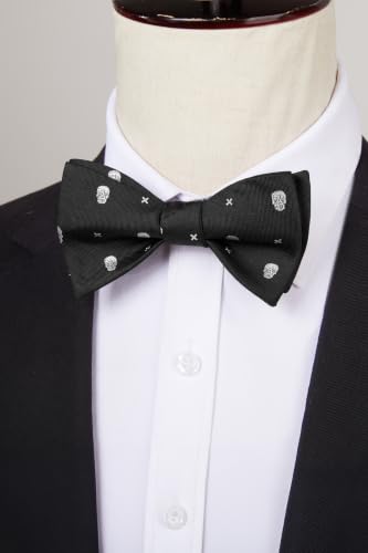 Image of HISDERN Bow Ties for Men Self Tie Animal Bowties Pocket Square Woven Silk Fun Bowtie Handkerchief Set for Wedding Party