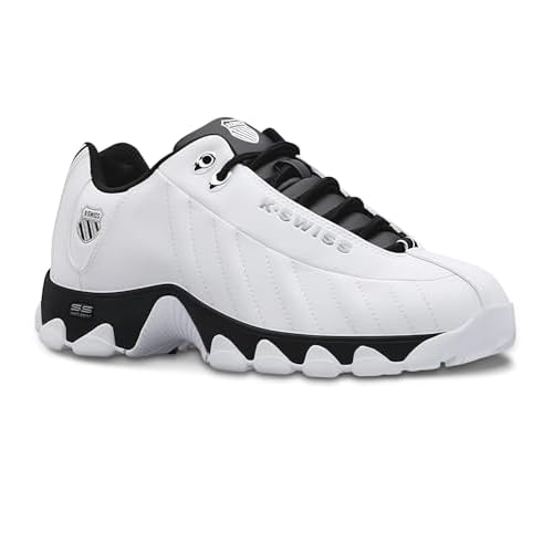 K-Swiss Men's ST329 CMF Sneaker, Wide Tennis Dad Walking Shoes Leather Upper 7 White/Black