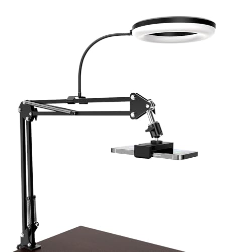 Image of Sounce Overhead Video Stand with 6-inch Ring Light, Metal arm Body,1 /4 inch Ball Head for Camera Desktop Stand, Mobile Bedroom Stand and Tablet Bracket for Overhead Video (6 inch with Ring Light)