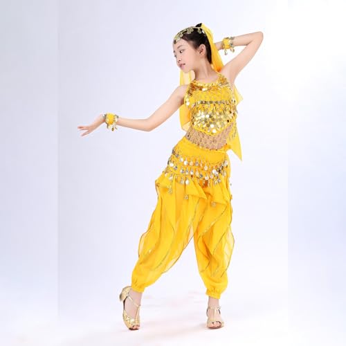 BILIKEYU Little Girls Latin Dance Clothes Sleeveless Tassels Tanks Tops and Pants Sets with Headwear for Kids4