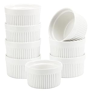 6 OZ Ramekin Bowls,WERTIOO 8 PCS Ramekins for for Baking and Cooking, Oven Safe Sleek Porcelain Ramikins for Pudding, Creme Brulee, Custard Cups