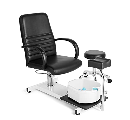 Eastmagic Pedicure Chair Hydraulic Lift Nail Tech Chair 360 Degrees With Rolling Stool, Foot Bath Basin #TOP14