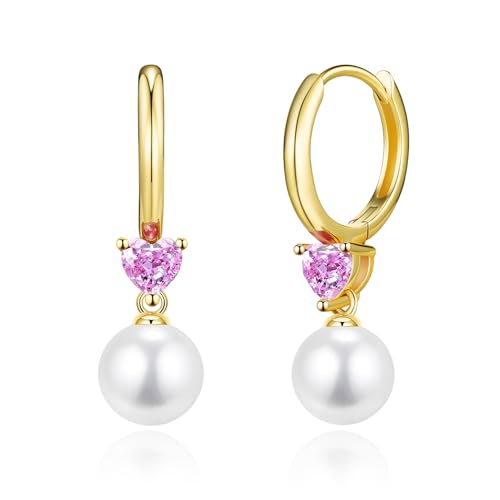 Boucles d'oreilles créoles en argent anti-allergie avec perle pour oreilles sensibles