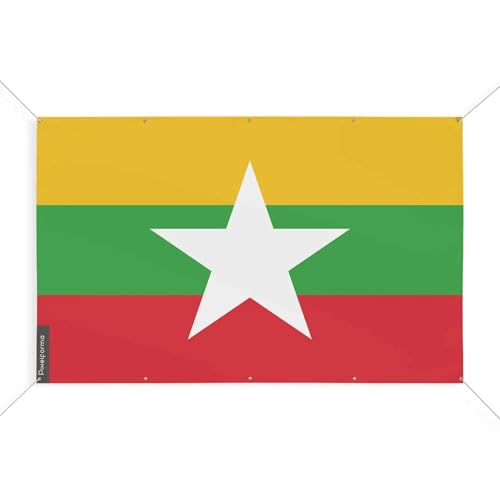 Drapeau Birmanie 10 oeillets de 100 x 150 cm pour décorer vos rassemblements