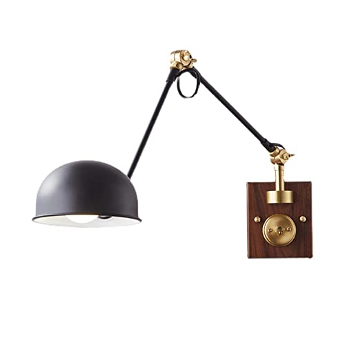 Applique murale vintage luminaire industriel bois avec interrupteur salon