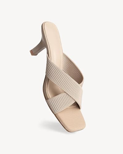 MOUSSE FIT Square Toe Heeled Sandals, Women's Mesh Casual Summer Shoes2