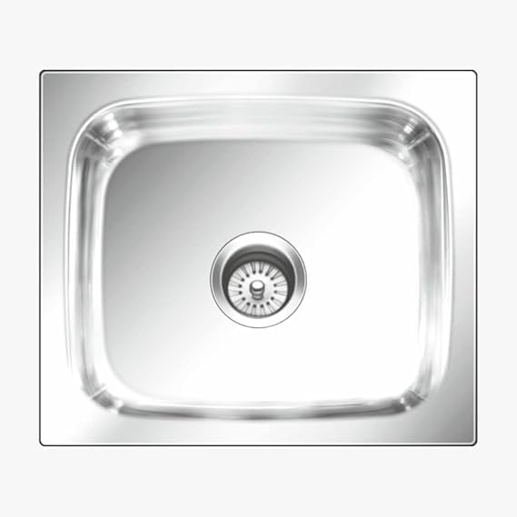 Nirali Kitchen Sink Grace Plain 304 Stainless Steel Single bowl Sink Round with Coupling | Rust & Stain Resistant | Brushed Matt Finish | Minimizes Sound (19"x 16" x 7") (Glossy, 19x16x7)-image-8