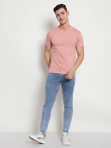 Image of BEYOUNG Cotton Regular Fit Plain T-Shirt for Men | Flexible Round Neck | Casual T-Shirt | Solid T-Shirt | Half-Sleeves | Stylish T-Shirt