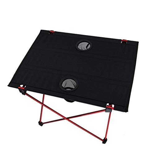 ERSD Outdoor Folding Portable Camping Folding Table/Aluminum Alloy Picnic Table.Multifunctional Outdoor Folding Table Beach Table Portable Fishing Camping Backrest Folding Table (Color : Black)